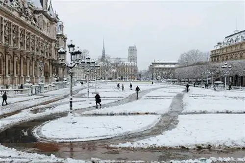 Снежный двор в Париже