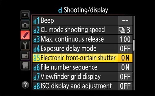 Электронная передняя шторка Nikon