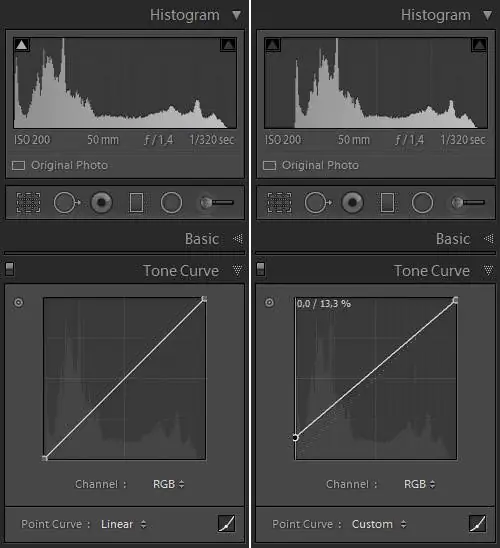 Ч/Б с Lightroom_Ограничение тонового диапазона с помощью тоновой кривой