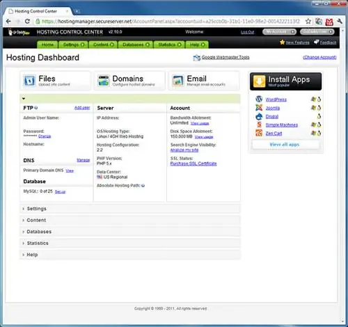 Панель управления хостингом