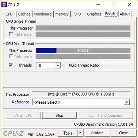 Многопоточная загрузка Surface Book 2 CPU-Z