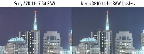 Sony A7R 11+7 бит RAW против Nikon D810 14 бит RAW