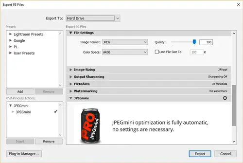 Интеграция JPEGmini Pro в рабочий процесс Lightroom