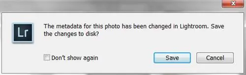 Сохраните файл XMP с помощью Lightroom