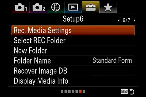 Настройки меню Sony A7R III