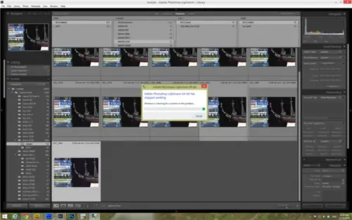 Сбой Adobe Lightroom 5.7