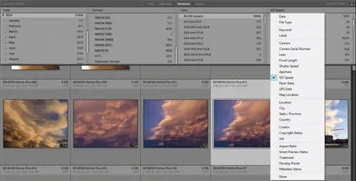 Фильтр библиотеки Lightroom ISO