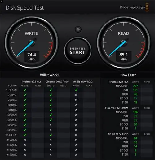 Тест скорости диска BlackMagicDesign