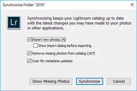 Импорт синхронизации Lightroom