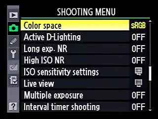 Меню съемки Nikon Меню съемки Nikon