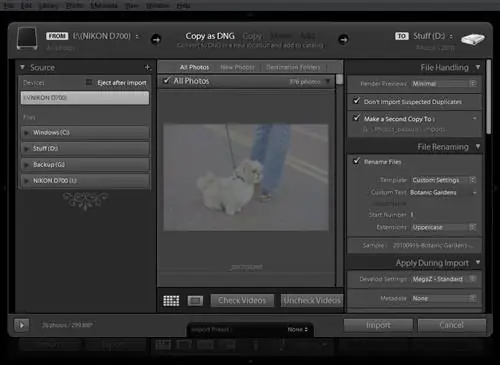 Экран импорта Lightroom Экран импорта Lightroom
