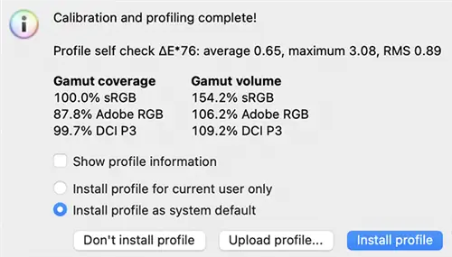 Калибровка DisplayCAL завершена