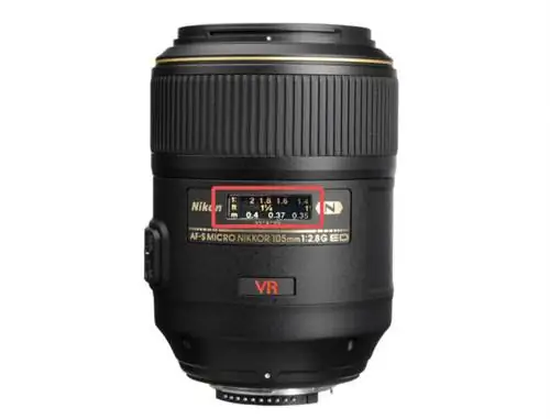 Шкала увеличения макрообъектива Nikon 105 мм