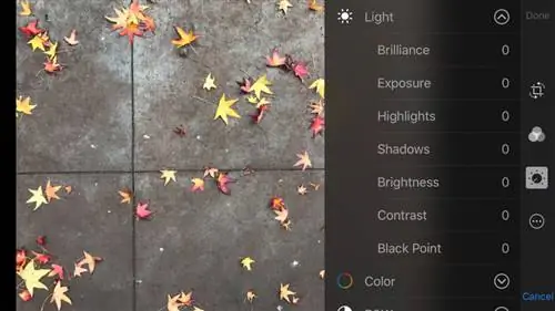 Экран редактирования iPhone