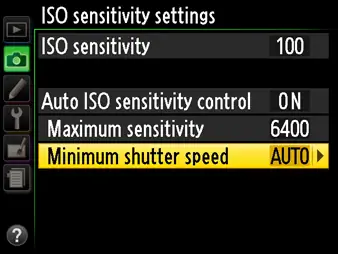 Настройки автоматической чувствительности ISO для Nikon