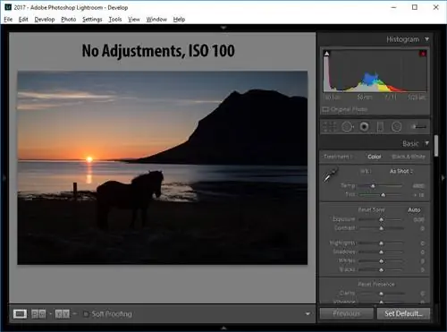 Lightroom импортирован как ISO 100
