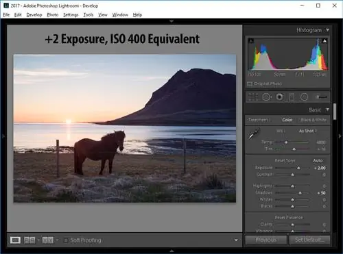 Lightroom настроен на ISO 400