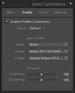 Профиль коррекции объектива Lightroom