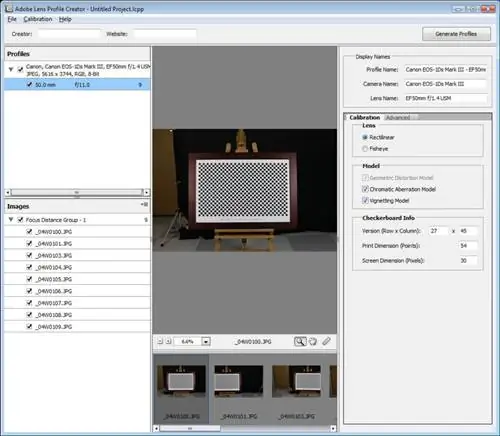Создатель профиля объектива Adobe