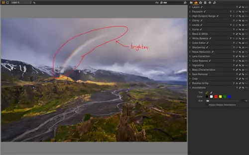 Функция аннотаций в Capture One