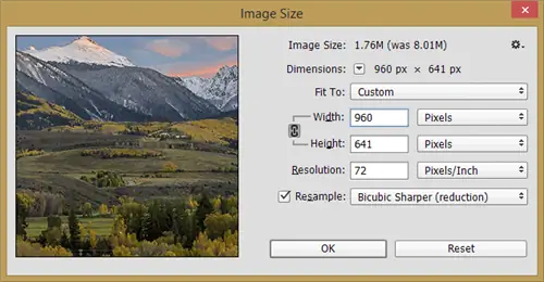 Размер изображения Photoshop