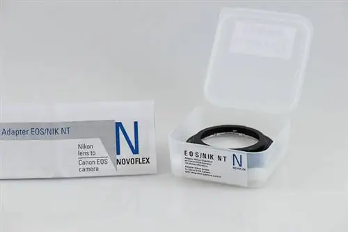 Упаковка адаптера для объективов Novoflex от Nikon к Canon