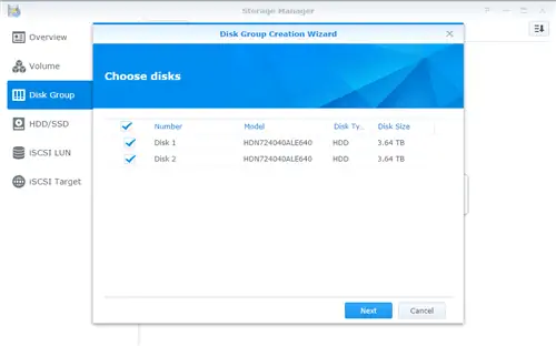 Мастер создания группы дисков ioSafe