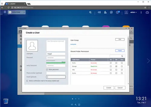 QNAP Создать пользователя