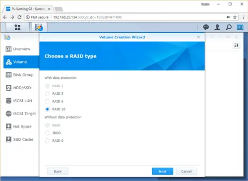 Synology Storage Manager RAID 10