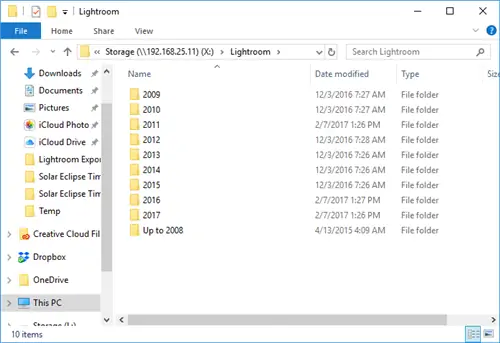 Файлы каталога Lightroom