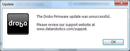 Обновление прошивки Drobo не удалось