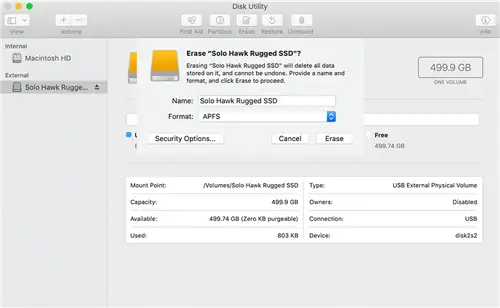 ioSafe Solo Hawk APFS MacOS