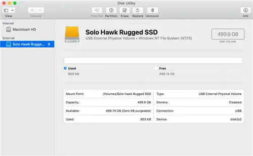ioSafe Solo Hawk NTFS