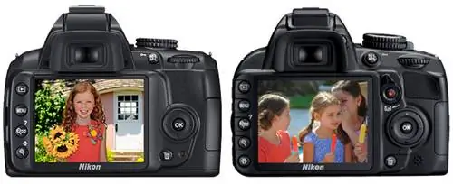 Nikon D3000 против Nikon D3100 сзади