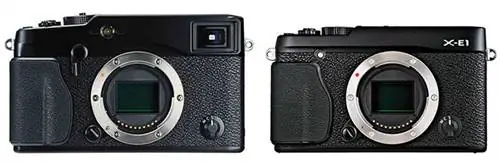 Fuji X-E1 против Fuji X-Pro1 спереди