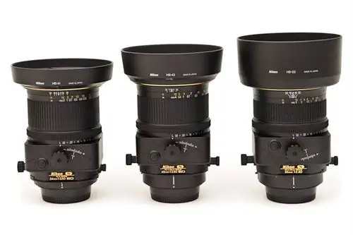 Nikon 24 мм PC-E, Nikon 45 мм PC-E и Nikon 85 мм PC-E с блендами