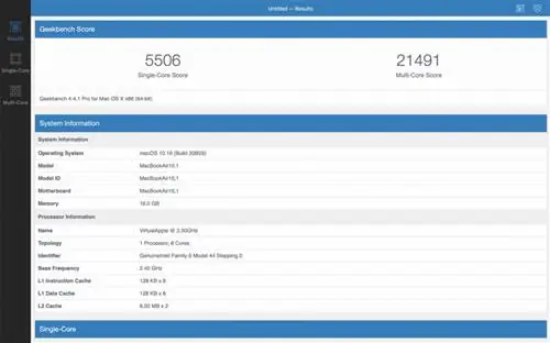 Geekbench 4 Тест MacBook Air M1
