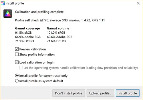 Охват гаммы Dell XPS 13