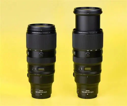 Nikon Z 100-400mm f4.5-5.6 VR S размера на 100 мм и 400 мм