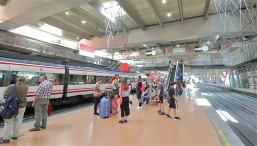 Поезд Renfe на вокзале Аточа в Мадриде