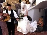 Свадьба на закате на Санторини