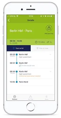 Детали поездки Eurail