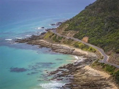 Вид на Великую океанскую дорогу со смотровой площадки Тедди в национальном парке Отуэй в Лорне, Австралия.