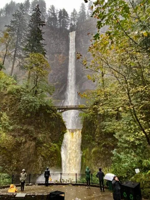 Посетители могут полюбоваться водопадом Малтнома со смотровых площадок, пешеходных троп и моста через водопад с двумя каплями.