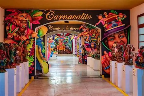 Museo del Carnaval в Пасто, Колумбия, демонстрирует историю ежегодного черно-белого карнавала, который проходит со 2 по 7 января.