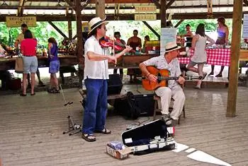 Мы пришли к Эрику Ацето, играющему на скрипке на фермерском рынке Итаки. В первую очередь он музыкант-самоучка, который также известен созданием музыкальных инструментов.