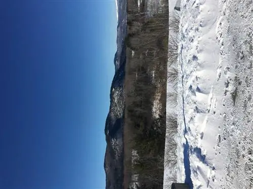 Живописный вид на горы с обочины дороги в Северном Конвее.