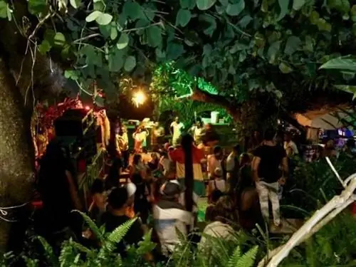 Вид сверху на даб-клуб, клуб рокстеди, регги и даба на холмах Кингстона.