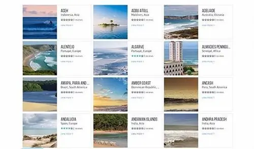 Некоторые из многих регионов, предлагаемых на сайте surfguide.com