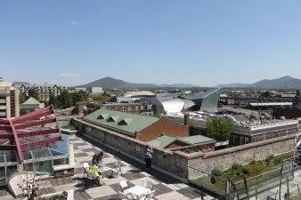 Вид на Роанок и горы Голубого хребта с вершины центра на площади.